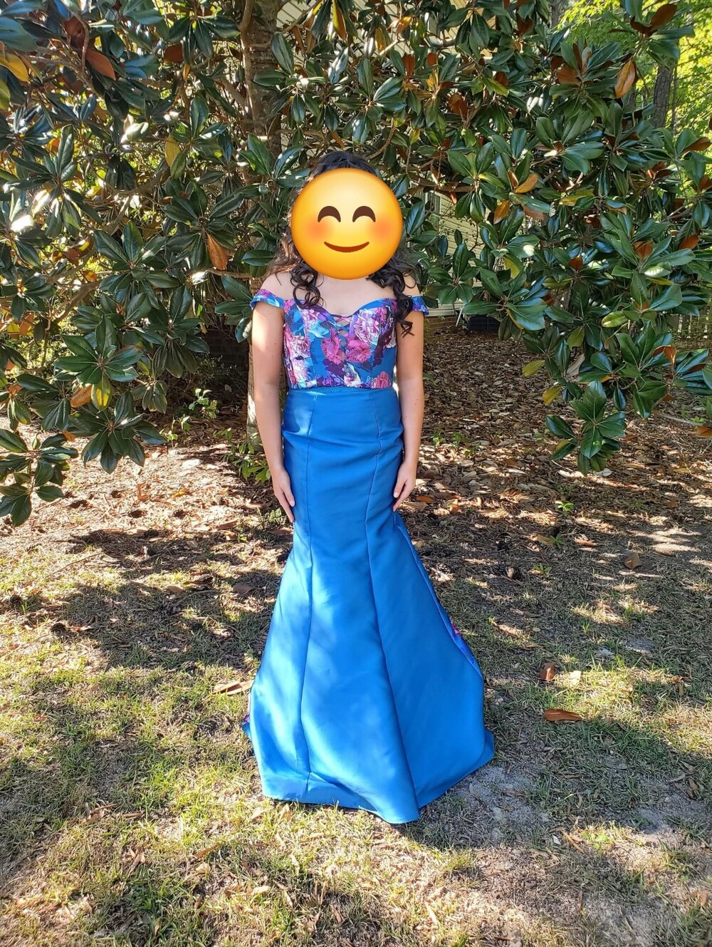 Floral Off-Shoulder Two-Piece Formal Dress